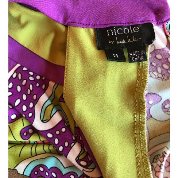 Nicole Miller Retro Glam Psychedelic Multi Color Sleeveless Blouse M - Picture 6 of 9